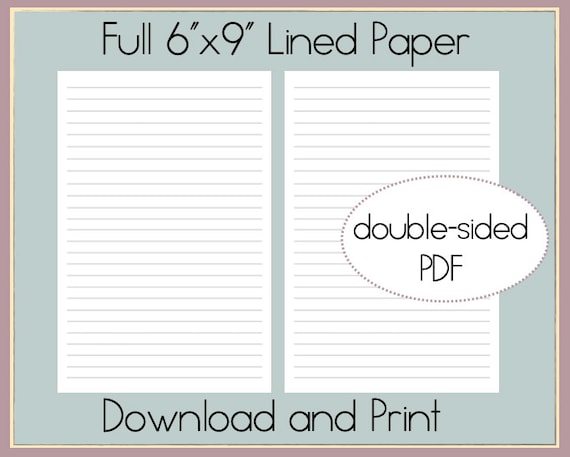 6x9 lined paper download and print 6x9 journal page etsy