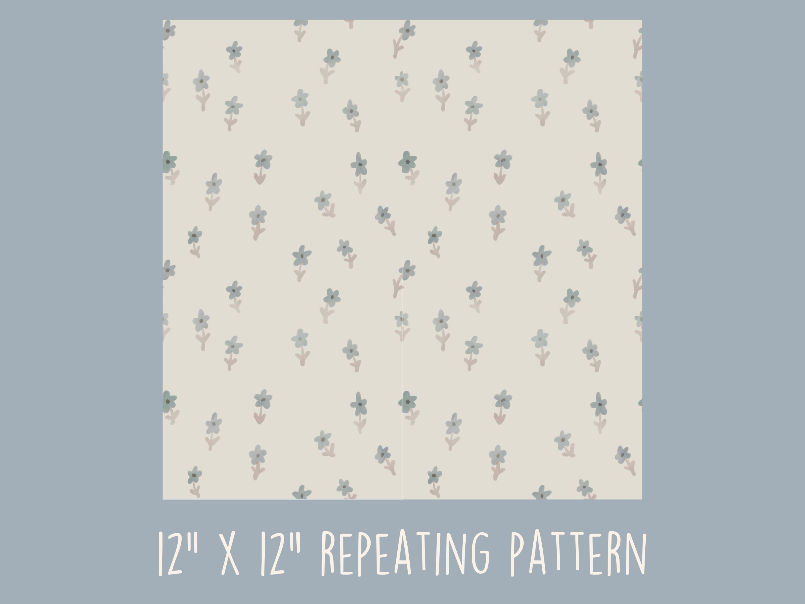 Blue Floral Seamless Digital Paper, Spring Floral, Spring Flowers ...