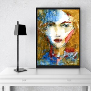 Expressive Portrait of a Woman Female Fine Art Painting Contemporary Style One of a Kind Expressionist Art 12x16 Ready to Frame image 2