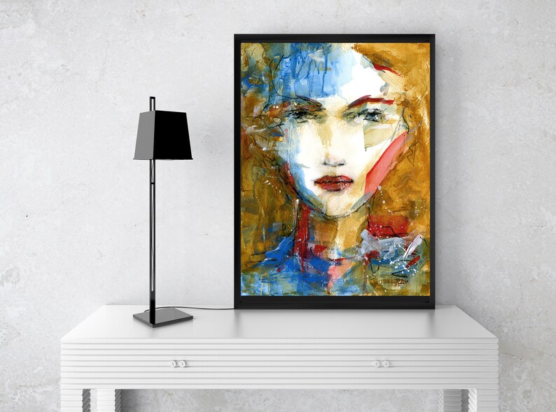 Expressive Portrait of a Woman Female Fine Art Painting Contemporary Style One of a Kind Expressionist Art 12x16 Ready to Frame image 2