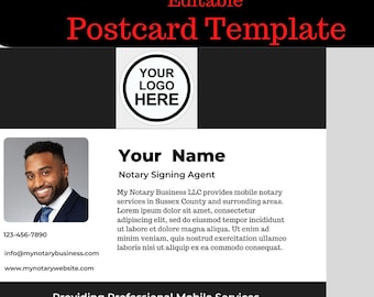 Notary Marketing Postcard Template | Loan Signing Agent | Mobile Notary Public