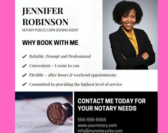 Notary Marketing Flyer Template | Social Media Flyer | Loan Signing Agent | Mobile Notary