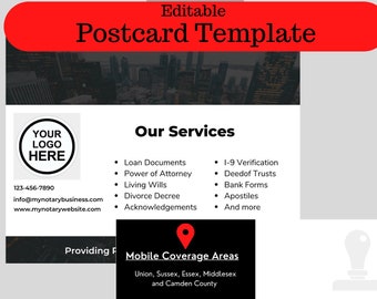 Notary Marketing Postcard Template | Loan Signing Agent | Notary Public