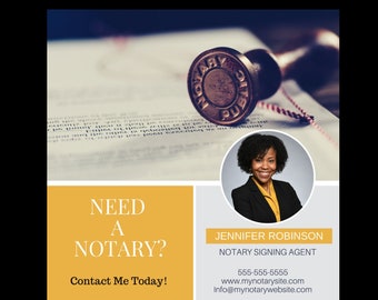 Notary Social Media Marketing Flyer Template | Loan Signing Agent | Mobile Notary