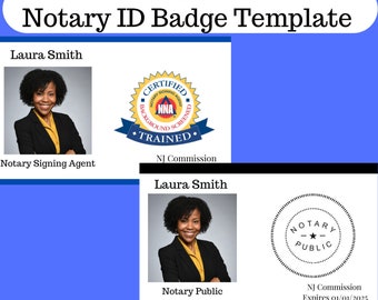 Horizontal Notary ID Badge Template | Loan Signing Agent | Notary Public