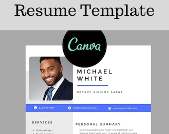 Notary Signing Agent Resume Template | Loan Signing Agent | Mobile Notary