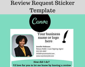 Notary Public Review Request Sticker Template | Google Review | QR Code|  Loan Signing Agent | Mobile Notary