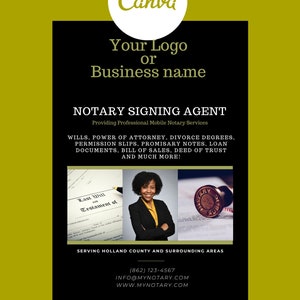 Notary Marketing Flyer Template | Loan Signing Agent | Mobile Notary | Multi Use Flyer