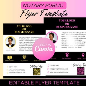 Editable Notary Marketing Flyer Template | Notary Signing Agent | Mobile Notary | Mobile Notary Canva Template