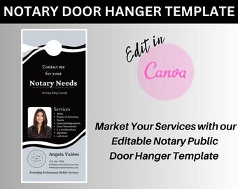 Printable Notary Public/ Mobile Notary Door Tag Template | Notary Marketing and Advertising