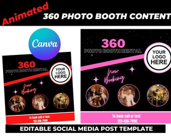 360 Photo Booth Social Media Posts | Animated Content| Photo Booth Marketing | Event Rentals