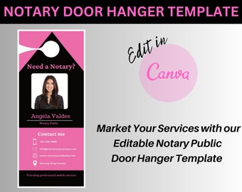 Printable Notary Public/ Mobile Notary Door Tag Template | Notary Marketing and Advertising