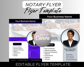 Notary Flyer Template | Notary Signing Agent Marketing Flyer | Mobile Notary | Mobile Notary Canva Template