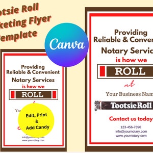 Tootsie Roll Marketing Flyer Template | Loan Signing Agent | Mobile Notary