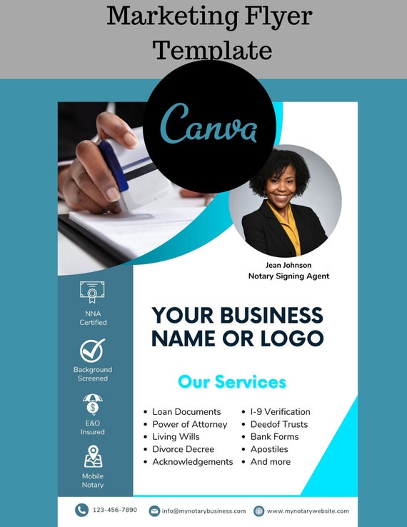 Notary Marketing Flyer Template Loan Signing Agent Mobile Etsy