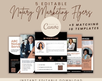 Notary Marketing Flyer Templates and Instagram Posts Bundle| Loan Signing Agent | Mobile Notary. 10 Templates