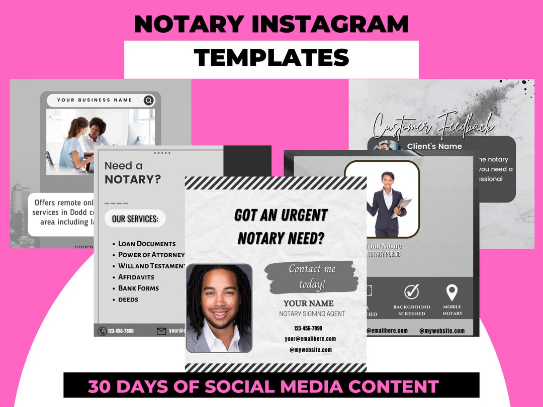 Notary Posts 30 Notary Social Media Posts| Loan Signing Agent | Mobile Notary| IG ...