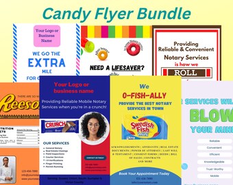 Candy Marketing Flyer Templates Bundle | Loan Signing Agent | Notary Public | Mobile Notary Content