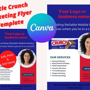 Nestle Crunch Notary Marketing Flyer Template | Agent podpisywania pożyczek | Mobilny notariusz