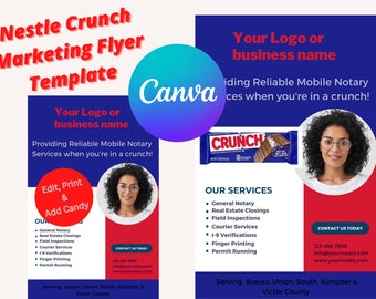 Nestle Crunch Notary Marketing Flyer Template | Loan Signing Agent | Mobile Notary