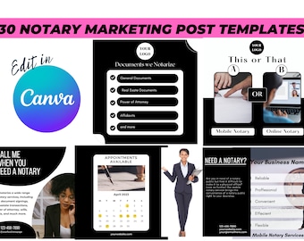 30 Notary Public Social Media Posts| Loan Signing Agent | Mobile Notary| IG & FB Post|
