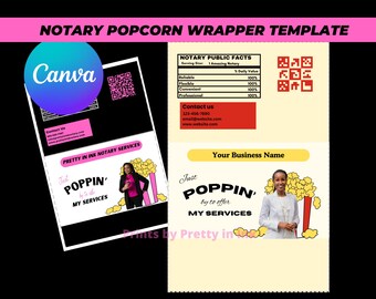 Notary Marketing Popcorn Wrapper Template | Loan Signing Agent | Mobile Notary