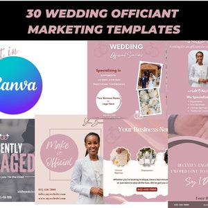 30 Wedding Officiant Templates| Ordained Minister | Wedding Marketing| IG & FB Post| Google My business Content| Canva Templates