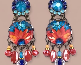 Lotus crystal earrings