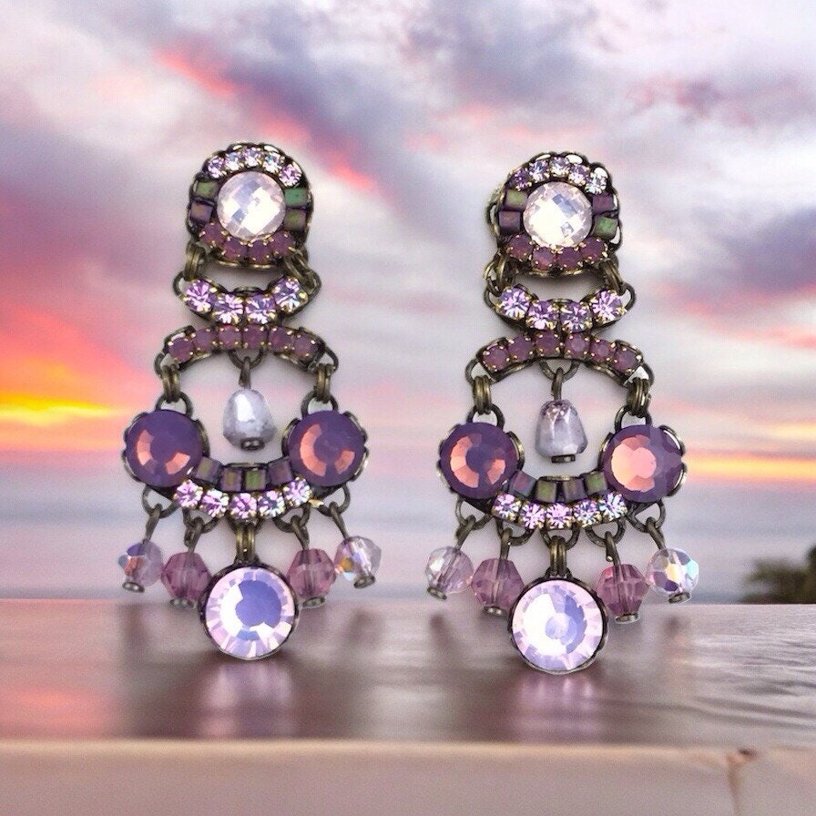 Loren Cyclamen Crystal Earrings