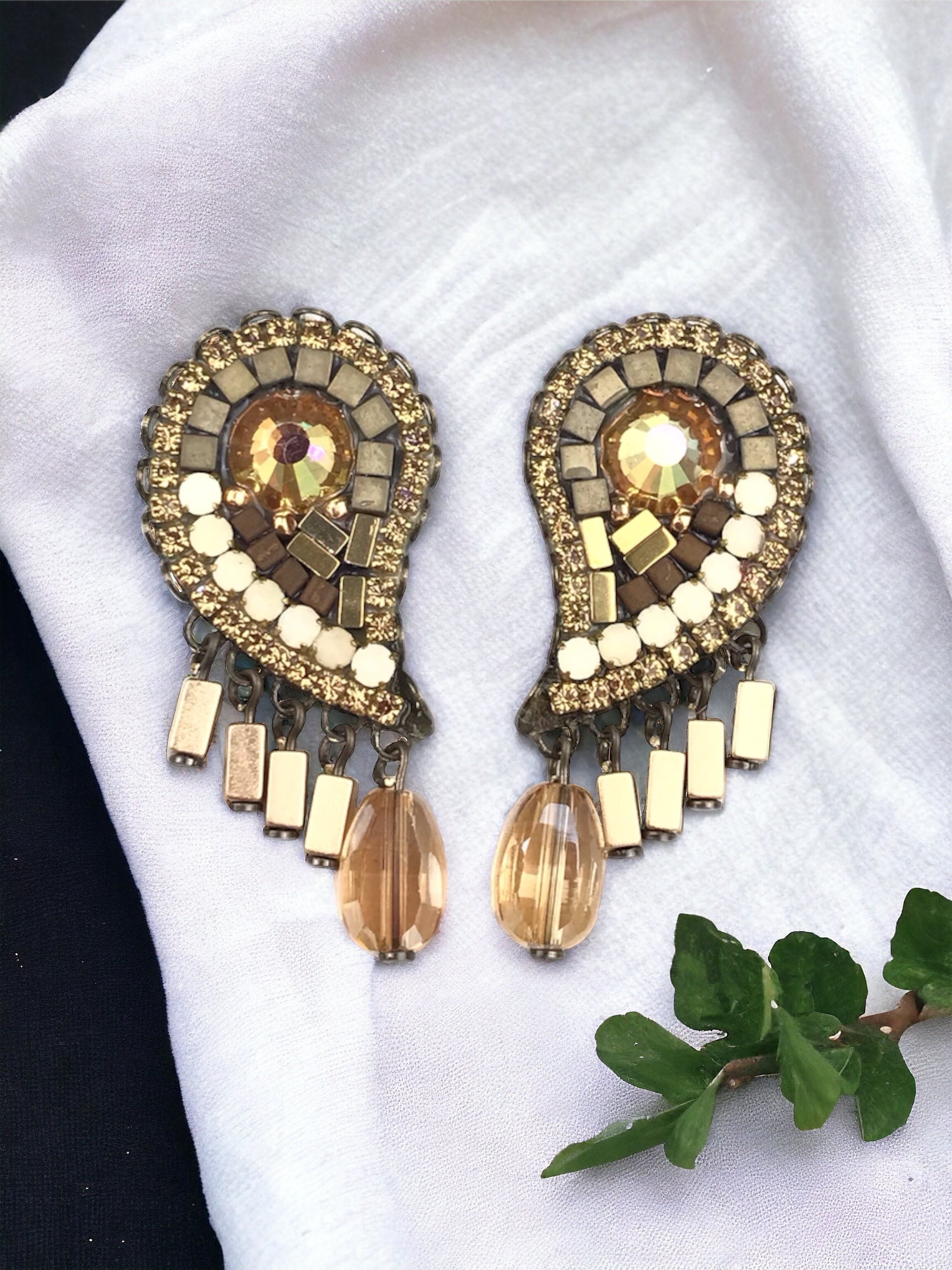 Gold Angel Wings Crystal Earrings
