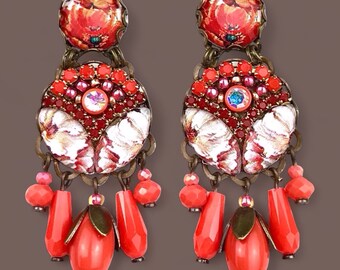 Pendientes de cristales  Coral