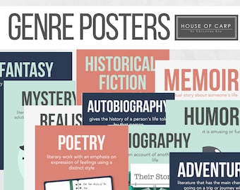 ELA Posters, DIGITAL Classroom Printables, Genre Posters, Secondary ELA,  Classroom Decoration, printables for teachers