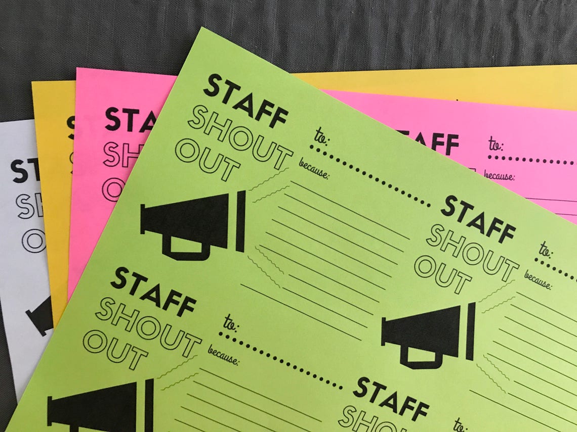 Printable Employee Shout Out Cards