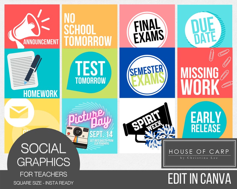 Social Media Templates for Teachers Instagram Teacher - Etsy