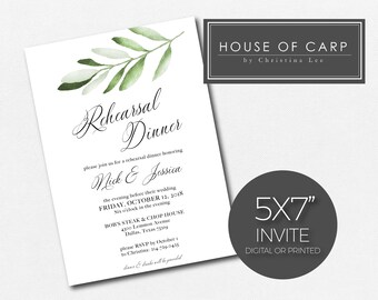 Rehearsal Dinner Invitation Greenery Rehearsal Dinner Mother of the Groom