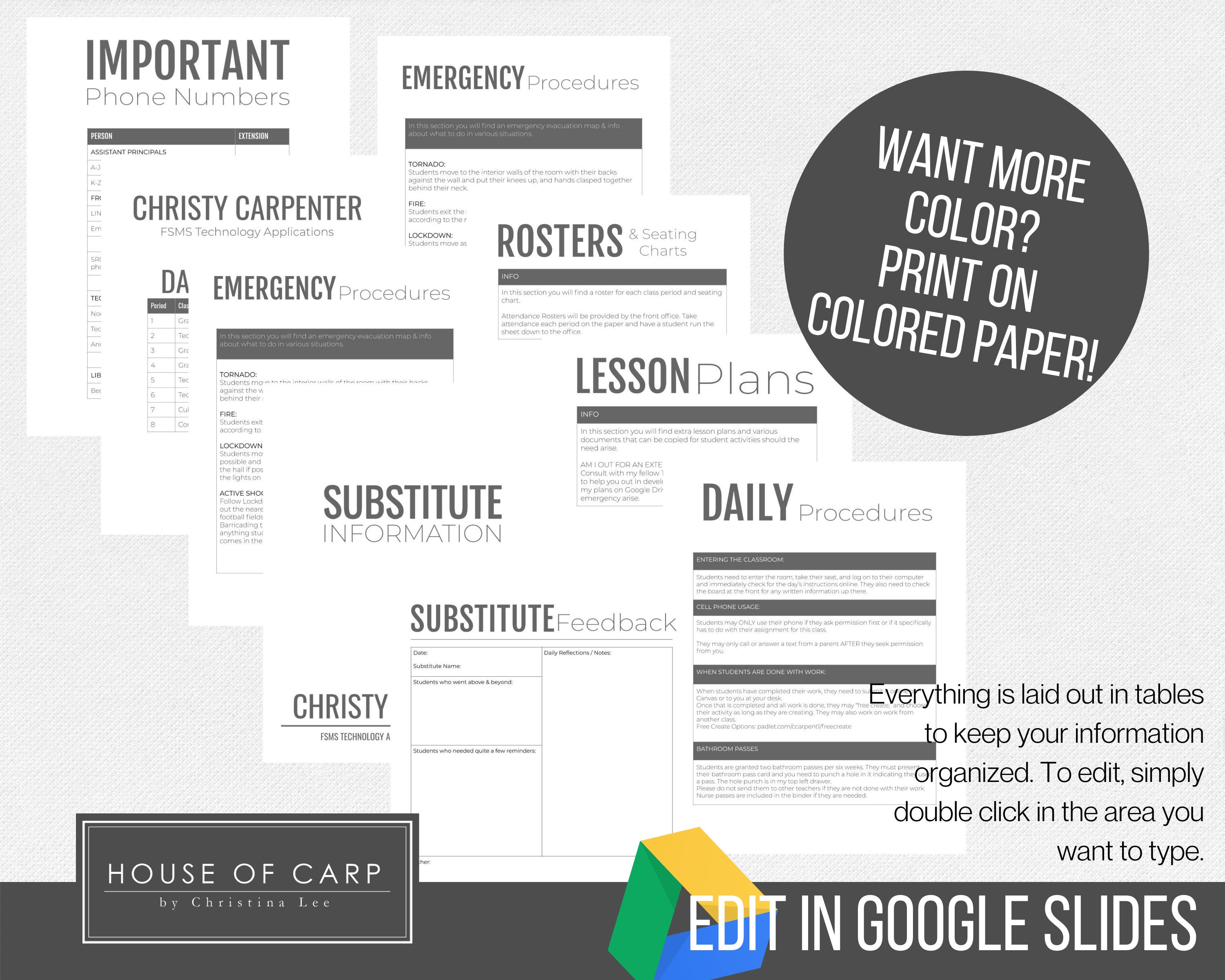 Sub Binder Template using Google Slides Etsy