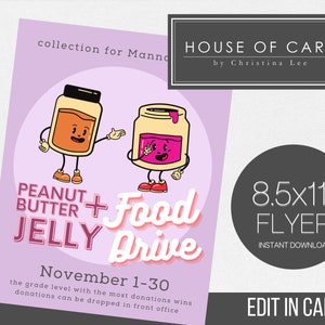 EDITIERBARE Food Drive Poster, Peanut Butter Drive Flyer, Event Poster