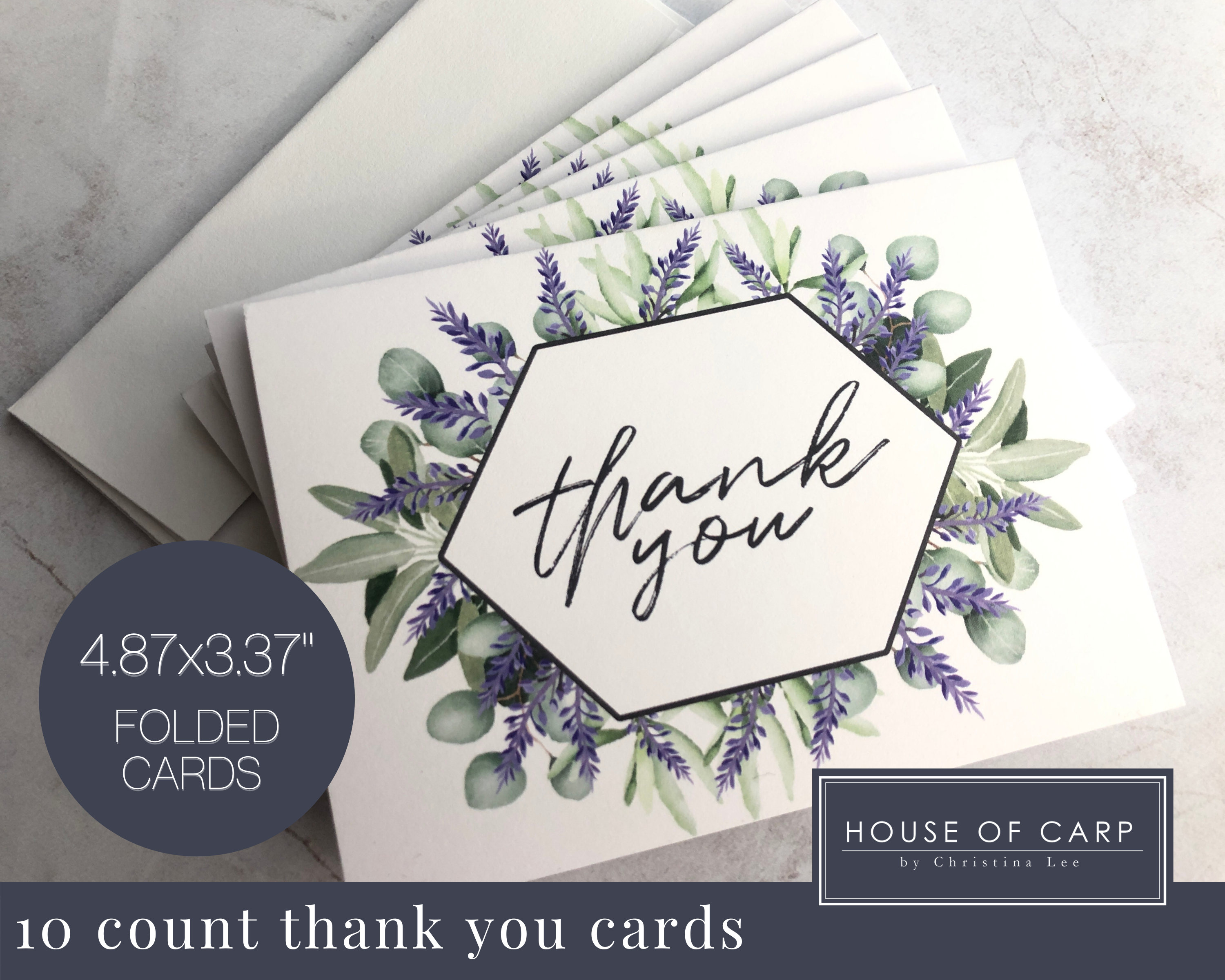 Wedding Thank You Cards, Lavender Thank You Cards - Etsy