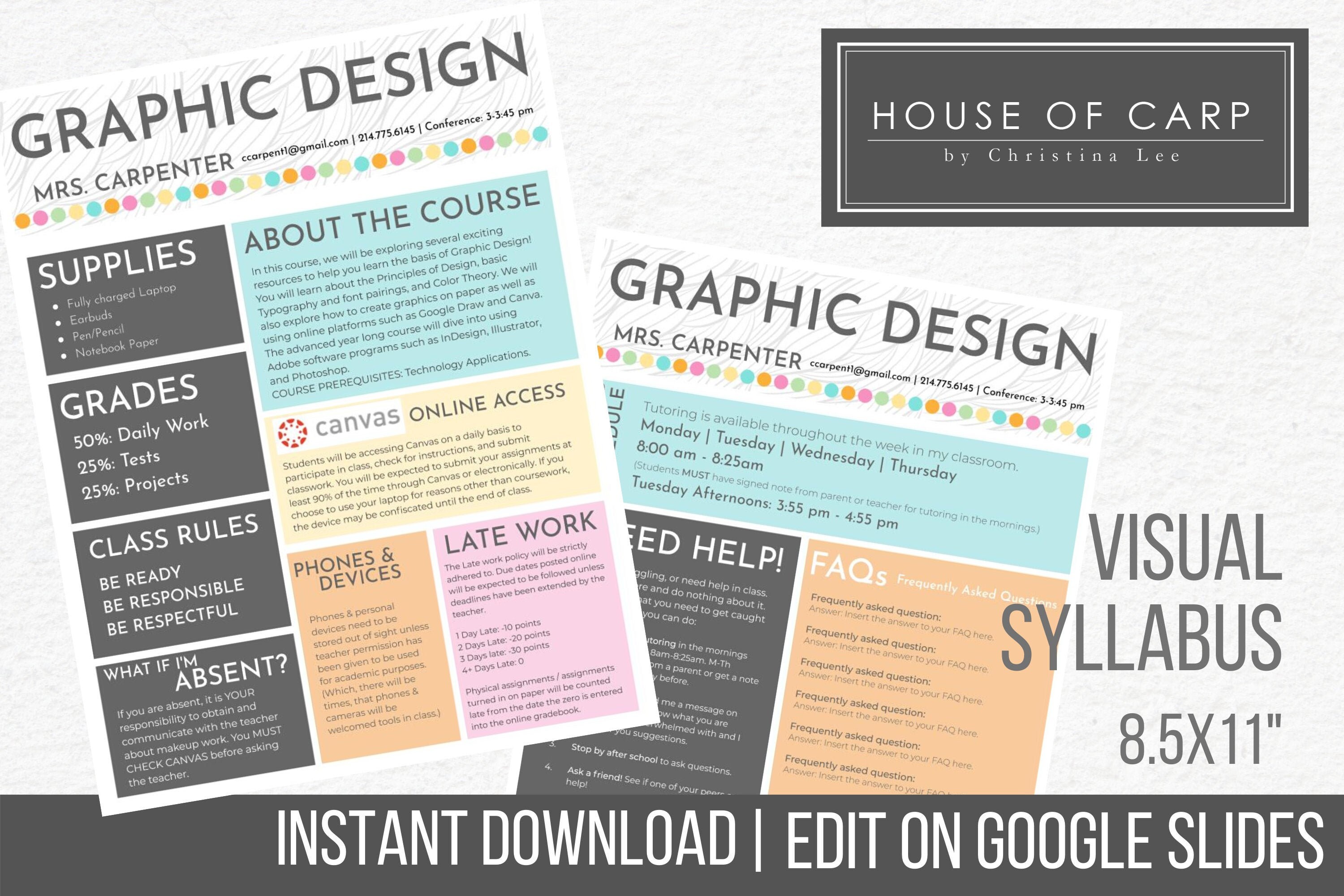 Editable Class Syllabus Visual Syllabus Template Templates Etsy UK