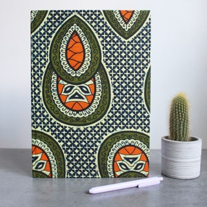 A4 African Print, Ankara, Printed Notebook, Gifts, Stationary, Diary, Journal, African Print, Ruled, Workbook, Jotter, Orange,