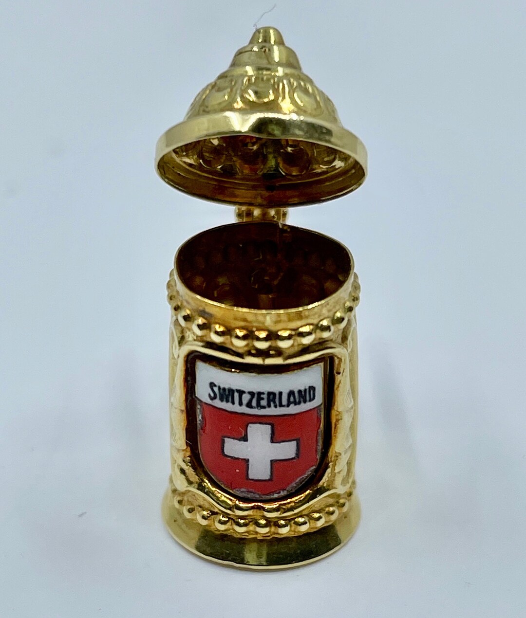 Switzerland Beer Stein Charm 18k Gold Etsy