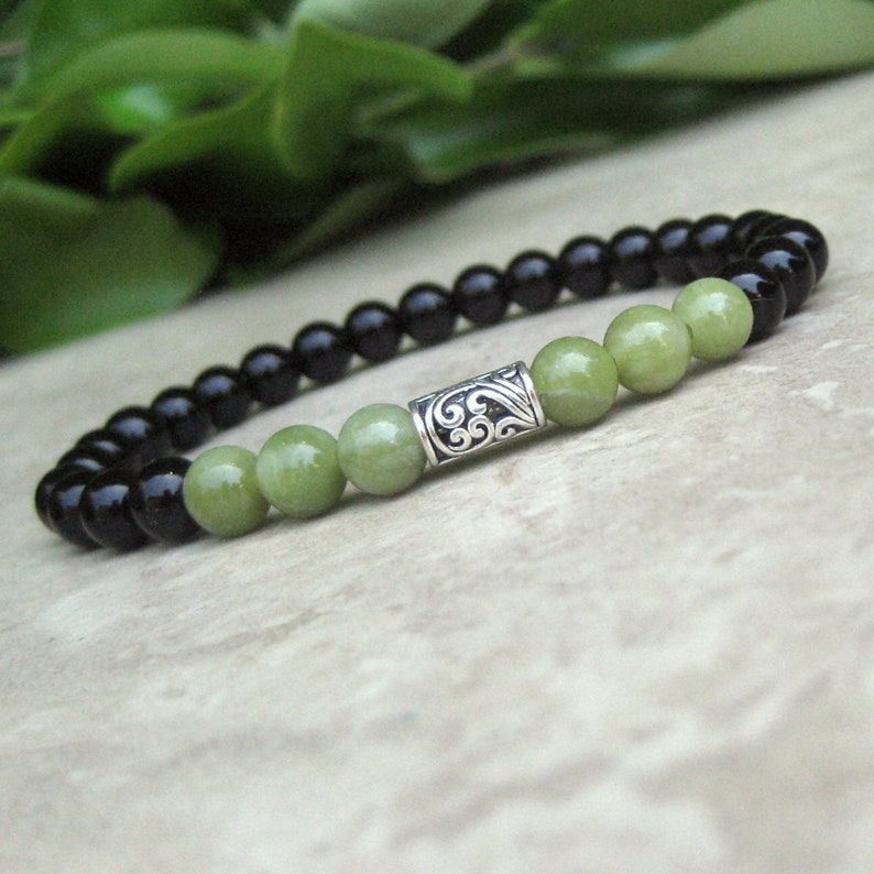Jade & Black Onyx Mala Bracelet Yoga Energy Bracelet Healing Etsy