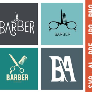 B002M - 8 Vettoriale Logo BARBIERE, Logo Negozio da BARBER, Logo Parrucchiere, Logo Barba, f.to svg, ai, jpg, pdf for plotter