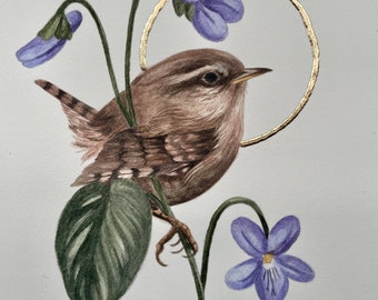 Wren and Hedge Violet Miniature