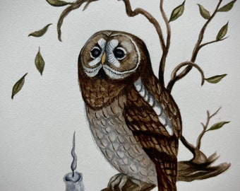 Tawny Miniature Watercolour Original