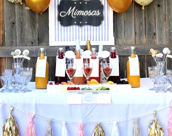 Mimosa bar mariage, douche ou fête boissons étiquettes et signes-ensemble complet de fichiers imprimables