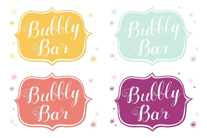 Champagne 'bubbly' Bar Printable Poster-sized Sign for Your Bubbly Bar ...