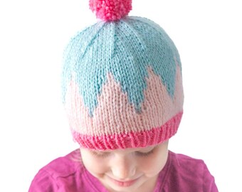 Big Zig Hat KNITTING PATTERN / Knit Zig Zag Pattern / Chevron Hat Pattern / Baby Chevron Pattern / Colorful Baby Hat / Modern Baby Hat