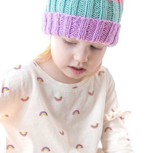 Easy Sherbet Ribbed Baby Hat KNITTING PATTERN / Ribbed Hat Pattern / Brimmed Hat Pattern / Easy Knit Baby Hat
