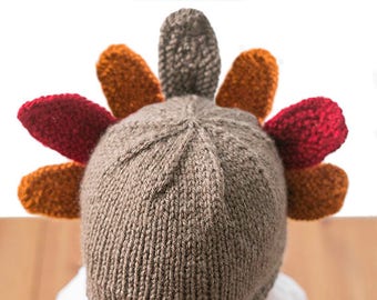 Patrón de tejido de sombrero de pavo de Acción de Gracias para bebés y niños pequeños / Patrón de sombrero de pavo / Sombrero de pavo recién nacido / 1er Día de Acción de Gracias / Sombrero de pavo de punto